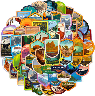 Nationale Parken van de Verenigd Staten van Amerika - 61 stickers - USA natuur Stickers set - 4CM