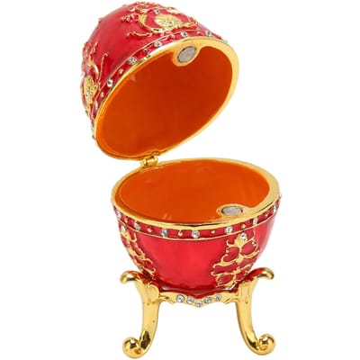Eivormige Sieraden Doosje Zinklegering Handgeschilderd Geëmailleerd Decoratief Scharnierend Eivormig Doosje voor Huisdecoratie