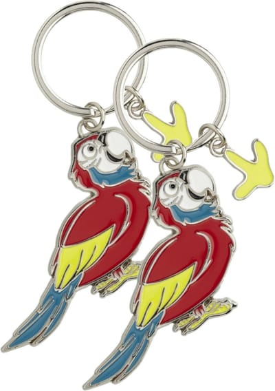 Metalen sleutelhanger van een rode papegaai - Set van 4x stuks - 5 cm - Dieren cadeau artikelen - Kinderen