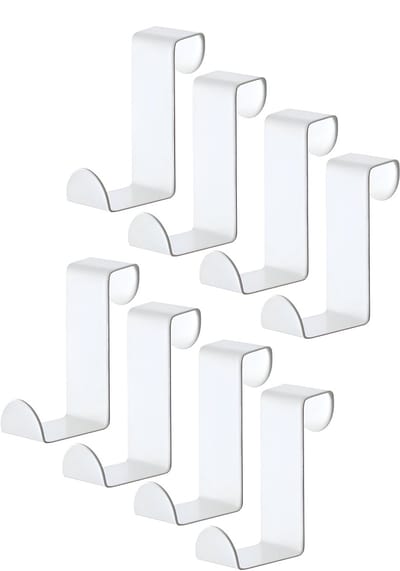 TOJ Deurhaken Set van 8 Stuks - Keukenkast / Deur Kapstokhaken - Ophanghaken - Deurkapstok - 5KG Belastbaar - RVS - Wit