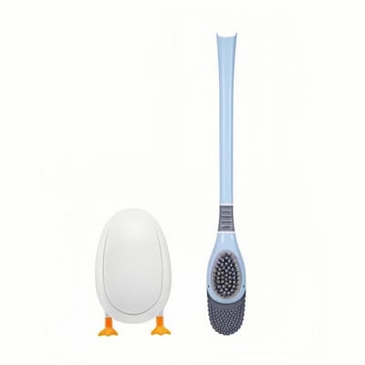 Schattige Duikende Eend Toiletborstel 360° Buigbare Borstelkop - Blauw Toiletonderhoud Set