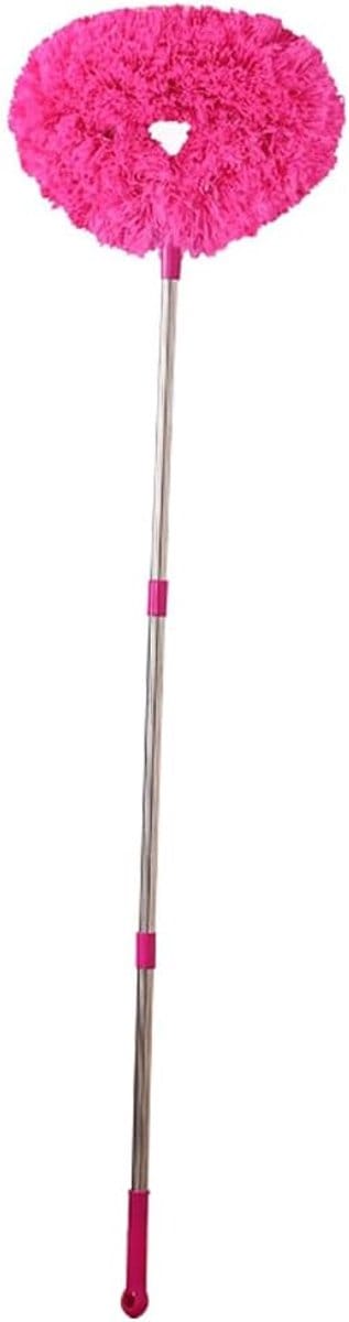 Plumeau met steel - Stoffer met steel - Hoog stof verwijderen - Uitschuifbare steel - 144 cm lengte - Roze