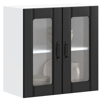 vidaXL - Keukenbovenkast - met - glazen - deur - Lucca - bewerkt - hout - zwart