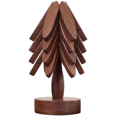 Boom Design Standaard Houten Onderzetters Antislip Decoratief Anti-Verbranding Hittebestendig Tafelmat Houten Tafelmat voor Hete Gerechten black