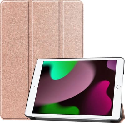 Hoes - Geschikt voor Apple iPad 9 (2021) - 10.2 inch - 9e Generatie - Dun & Stevig - Trifold Bookcase - Hard Cover - Hardcover Book Case - Tablet Hoesje - Rosé goud