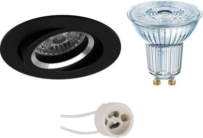LED Spot Set - LEDVANCE Parathom PAR16 940 36D - Proma Aerony Pro - GU10 Fitting - Dimbaar - Inbouw Rond - Mat Zwart - 3.4W - Natuurlijk Wit 4000K - Kantelbaar - Ø82mm