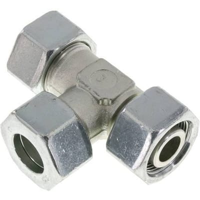 25S Zink Geplateerd Staal Rechte Hoek T Stuk Snij Fitting Met Draaibaar 400 Bar Verstelbaar ISO 8434-1