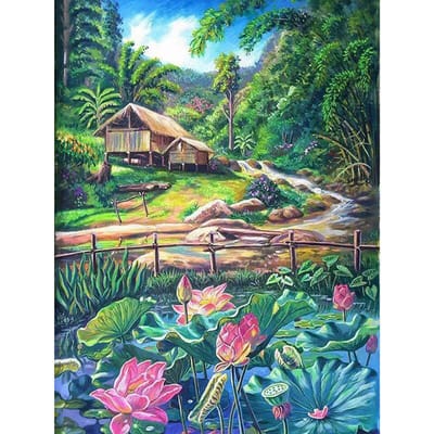 Volledige ronde boor diamant borduurwerk wild landschap 5D DIY diamant schilderen kruissteek strass 20X30CM beige