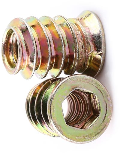 Dailygoods- Zeskantkophulzen 20 Stuks - Holle Moeren - Koolstofstaal - Schroefdraad - Voor Houten Meubels - M6 x 15 mm - Inlegmoeren