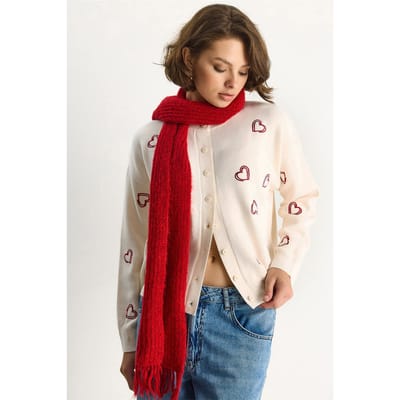 Lange Gebreide Cardigan met Knopkraag