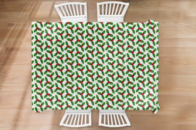 Kerst Tafelkleed - Kerstmis Decoratie - Tafellaken - Patronen - Kerstmis - Maretak - 220x150 cm - Kerstmis Versiering - Tafeldecoratie Kerstmis - Kerstdecoratie tafel - Tafelversiering