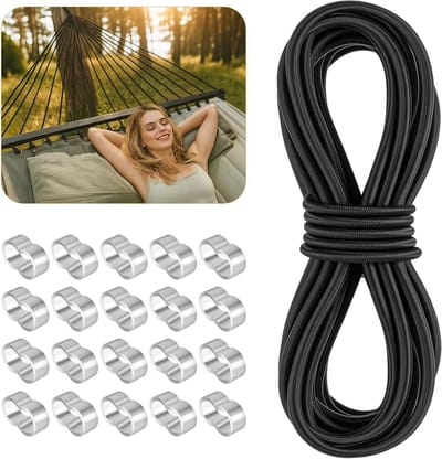 Elastische spanner - Rubberen touw Bungee koord - Bagage vastzetten - Hoge slijtvastheid - 6 mm x 10 m - Zwart