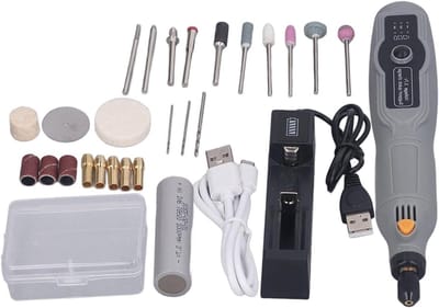 Graveerpen Set - Draadloos Gereedschap - Objecten Personaliseren - 3 Snelheden Instelbaar - 25 x 14 x 6 cm - Zwart