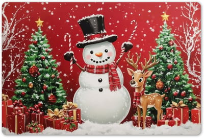 Placemats 45x30 cm - Placemat kunststof - 1 stuk - Feestvreugde - Winterbos - Kleurrijk - Borden onderleggers - Decoratie voor op tafel - Keuken tafeldecoratie accessoires - Vinyl onderlegger - Tafelversiering
