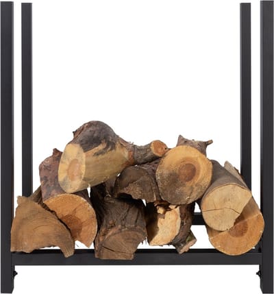 FLOORDIREKT Brandhoutrek - Lesbos - Houtopslag - Zwart - 60 x 25 x 61 cm