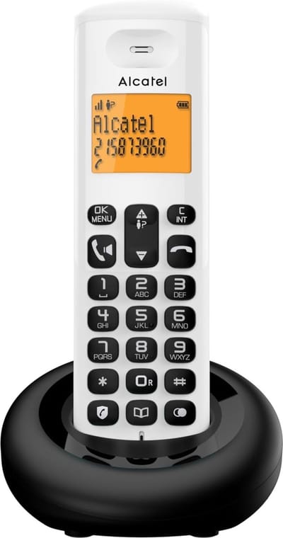 Draadloze telefoon met oproepblokkering en handsfree functie in wit