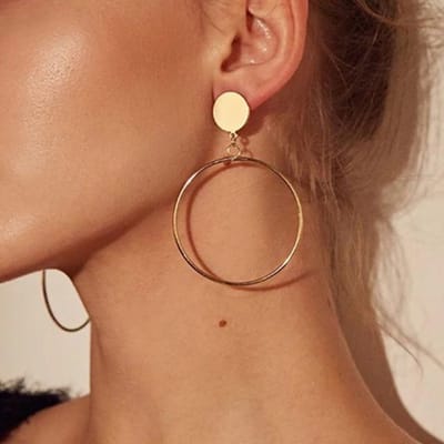 Boucles d'oreilles pendantes rondes coréennes pour femmes, nouvelle mode, géométriques, rondes, en forme de cœur, en or, tendance, bijoux de mariage brown