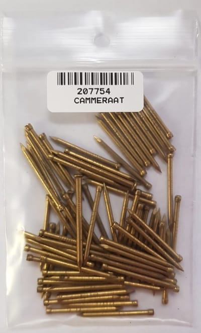 Messing nagel – spijker – verzonken kop – 1,5x25 mm – decoratief bevestigingsmateriaal – 30 gram