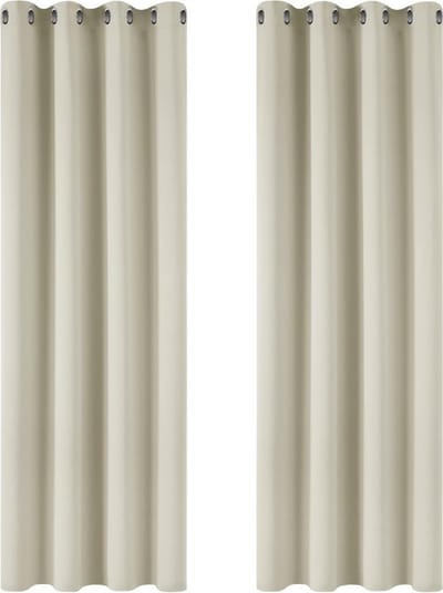 Warmte Isolerende Verduisteringsgordijnen Modern Design Met Oogjes Gordijnen Voor Woonkamer en Slaapkamer 140 x 260 cm Breedte x Hoogte Lichtbeige 2 Stuks