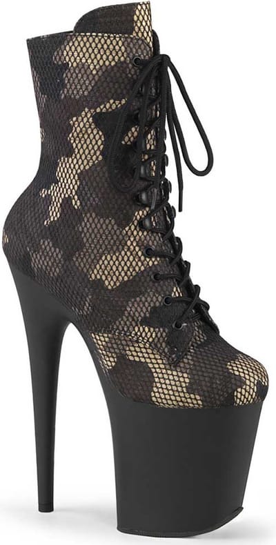 Pleaser - FLAMINGO-1020CM Plateau Laarzen, Paaldans schoenen - US 7 - 37 Shoes - Zwart/Creme