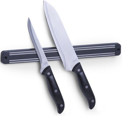Zeller Magnetische Messenhouder strip - Zwart - Voor aan de muur - 33 cm