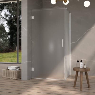 FugaFlow Eccelente Vetro Douchecabine - 80x90x200cm - scharnieren - deurgreep - vlak - gesatineerd veiligheidsglas - Chroom