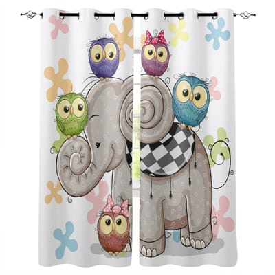Krant Olifant Raamgordijnen Gordijnen voor Woonkamer Decoratieve Items Woonkamer 135W x 60H(cm)