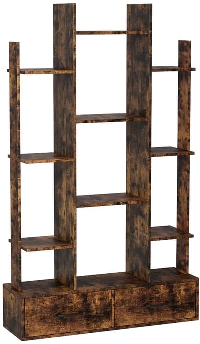 Geargalxy Industriële Boekenkast - Wandkast - Opbergkast - Staande Kast - Vakkenkast - Opbergmeubel - Rek - 86×25×141cm - Bruin