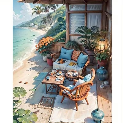 Untamed - Paint by numbers – schilderen op nummer – DIY decoratie - reizen - Landschap - Breakfast by the Sea