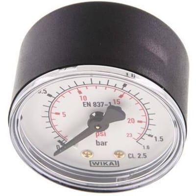 0..1.6 Bar Manometer Achteraansluiting Kunststof/Messing 50 mm Klasse 2.5