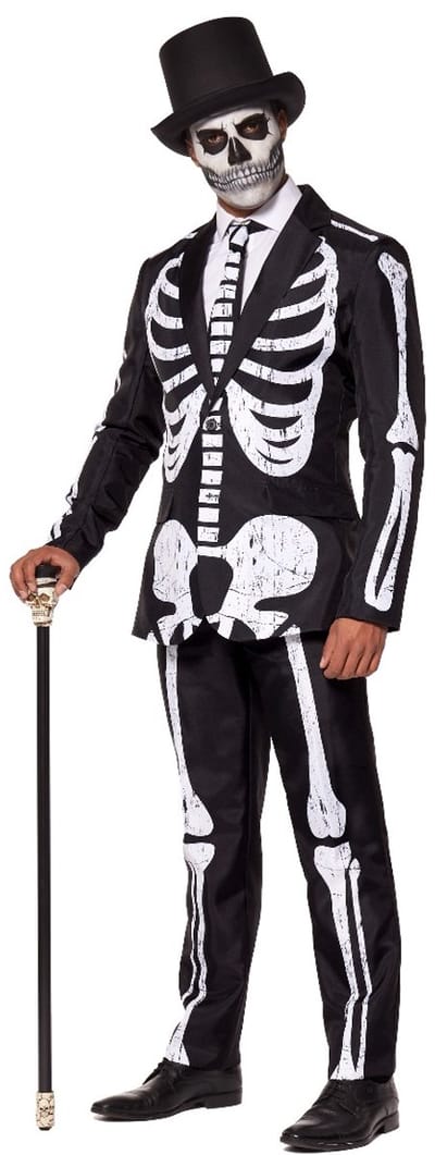 Suitmeister Skelet Kostuum - Heren Pak - Halloween Kostuum - Verkleedkleding - Zwart - Horror - Maat M