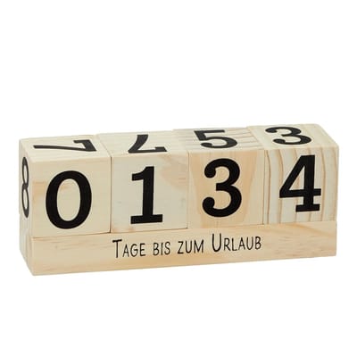 Dailygoods- DagTeller Houten Kubus 16 x 6 cm - Permanente Kalender - Dagteller/Kalender - Bruiloft/Verjaardag - 8 Spreuken - Schitterend Decoratief Item