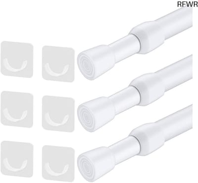 RFWR® Gordijnroede zonder boren - 3 stuks - Uittrekbare Stang voor Keuken, Kastruimte en Raamdecoratie