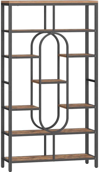 Casa Living Industriële Boekenkast - Boekenrek - 7 Laags - Stijlvol Opbergrek - Stalen Frame - 30x100x180CM - Bruin/Zwart
