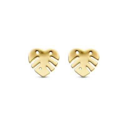 New Bling 9NBG-0259 Gouden Oorknopjes - Dames - Blad - 7 x 7,2 mm - 14 Karaat - Goud