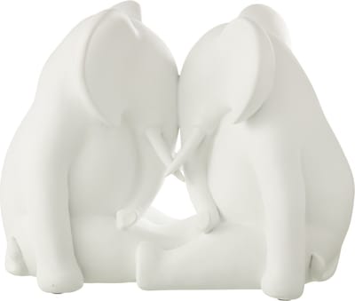 J-Line decoratie Olifant Face to Face - polyresin - wit