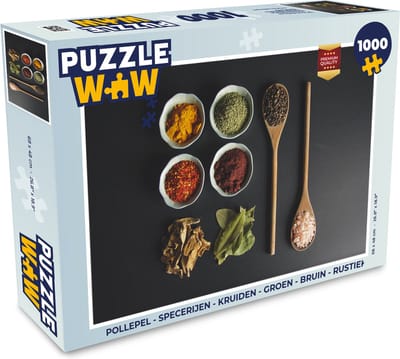 Puzzel Pollepel - Specerijen - Kruiden - Groen - Bruin - Rustiek - Legpuzzel - Puzzel 1000 stukjes volwassenen