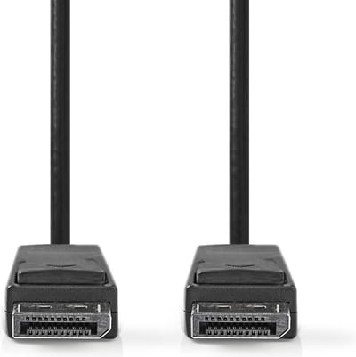 Nedis DisplayPort-Kabel - DisplayPort Male - DisplayPort Male - 8K@60Hz - Vernikkeld - 2.00 m - Rond - PVC - Zwart - Polybag