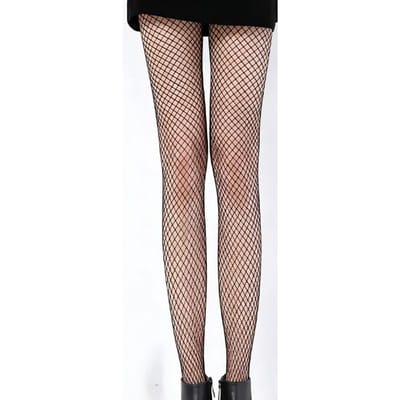 1 Paire de Bas-culotte Fishnet Noir à Maille Moyenne pour Femme, Bas Transparents Haute Élasticité pour le Bureau, les Trajets et les Tenues de Rue One Size