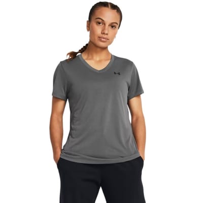 Under Armour Tech SSV- Solid-GRY Dames Sportshirt - Castlerock - Zwart