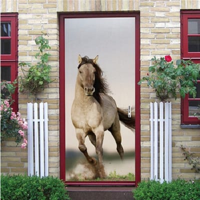 Deurposter paard - deursticker - poster - sticker - koelkast - muur - kinderkamer - decor - zelfklevend - 77 x 200 cm