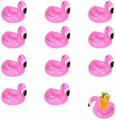 Dailygoods - Opblaasbare Bekerhouders 11 Stuks Flamingo Vormen - Zwembad en Strandfeestjes
