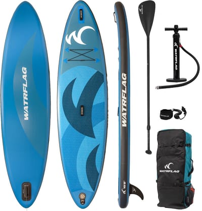 Watrflag Flow Blue SUP Board 10'2'' Set - 310 cm - Allround Opblaasbaar Stand Up Paddle Board met peddel, pomp, luxe rugzak 310