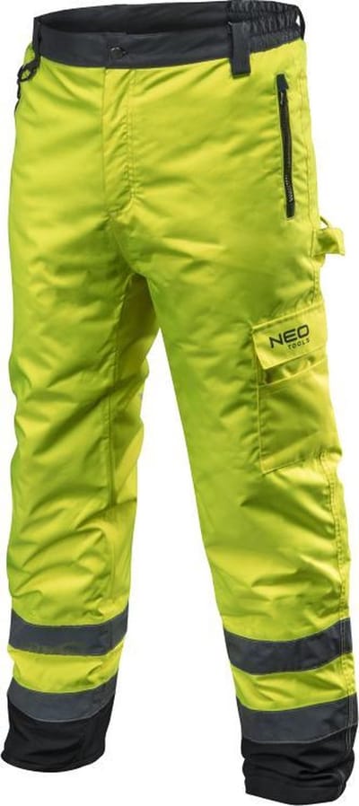 Neo Tools Hi-Vision Gevoerde Werk Broek Flu Geel M/50 Poliester Oxford 300D 160GSM Kwaliteits Vulling Water En Wind Bestendig ISO 20471:2013 ISO 13688:2013