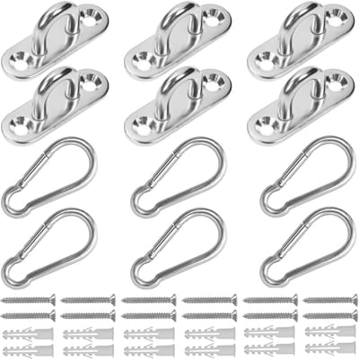Unyqoos ® Roestvrijstalen Bevestigingshaken voor Zware Belasting met Karabijnhaken en Schroeven Set van 6 Stuks