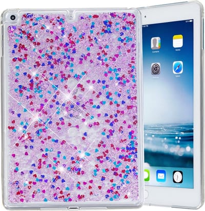 Peachy Glitter TPU geschikt voor iPad 2017 2018 Hoes - Paars