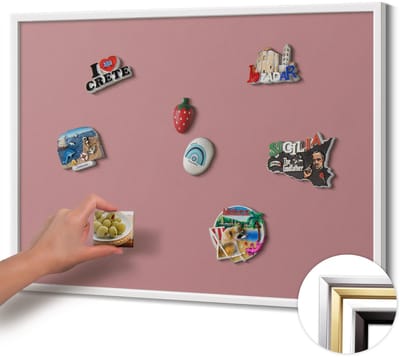 Wallfluent - Roze Magneetbord in Stijlvolle Kleuren - 80 cm x 60 cm - Magneetbord met Witte Frame - Pastelroze kleur - Magnetisch Wandbord - Memobord Magnetisch - Magnetisch Bord Kindvriendelijk