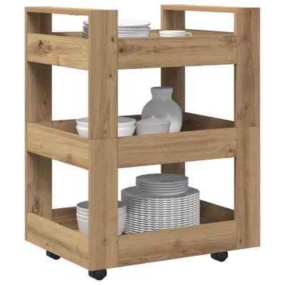 vidaXL - Keuken - Trolley - Artisan - Eiken - 60 - x - 45 - x - 80 - cm - Bewerkt - hout
