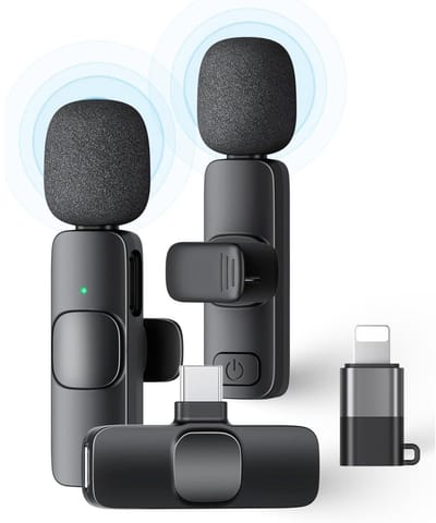 GELLDG Microfoon - Mini clip-on microfoon - Plug and play - 2 zenders - Ruisonderdrukking - Draadloze microfoon - Geschikt voor video-opnames, podcasts, YouTube, TikTok, vlogs