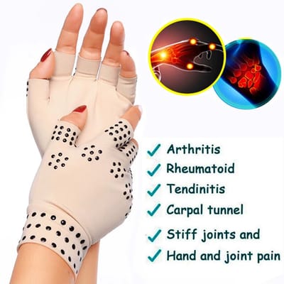 Magnetische Therapie Handschoenen – Vingerloze Compressiehandschoenen voor Gewrichtspijn, Reumatoïde Artritis en Handpijn bij Mannen en Vrouwen